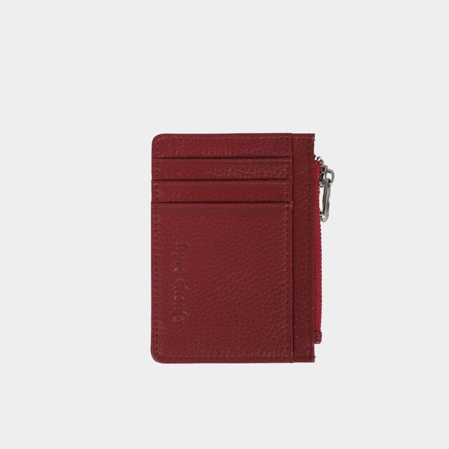 Small Zip Card Holder Burgundy