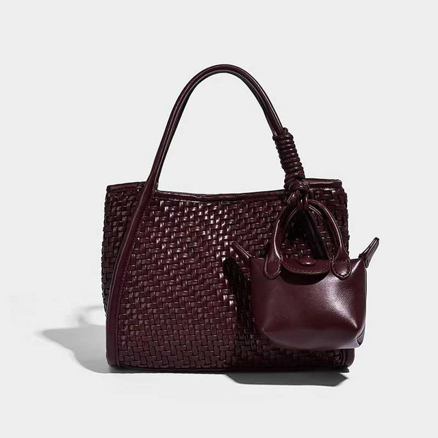 Siena Woven Mini Tote Burgundy