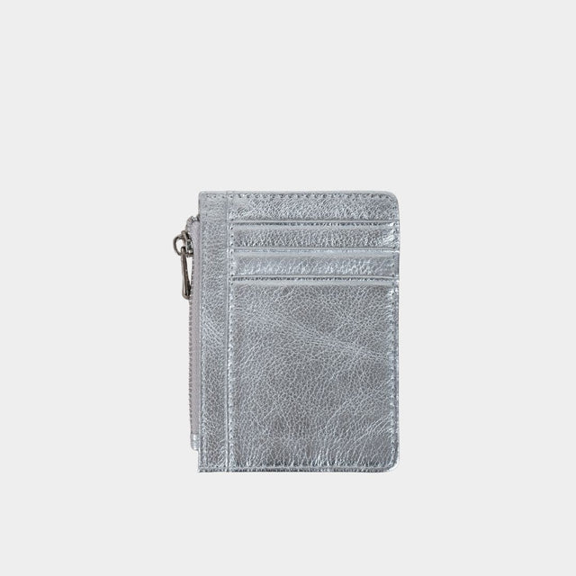 Small Zip Card Holder Silver