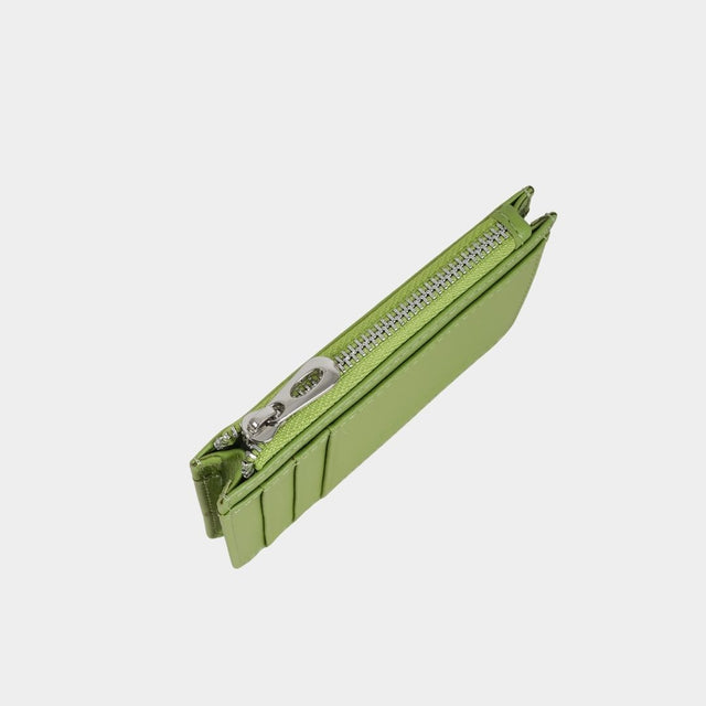 Small Zip Card Holder Lime Green