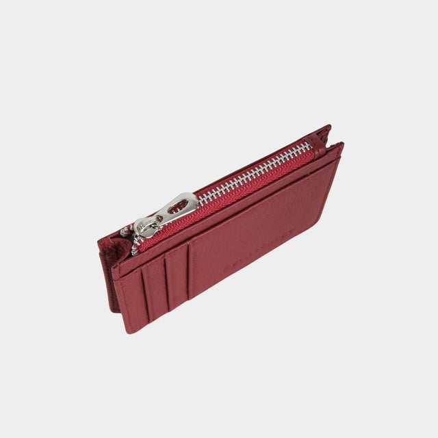Small Zip Card Holder Burgundy
