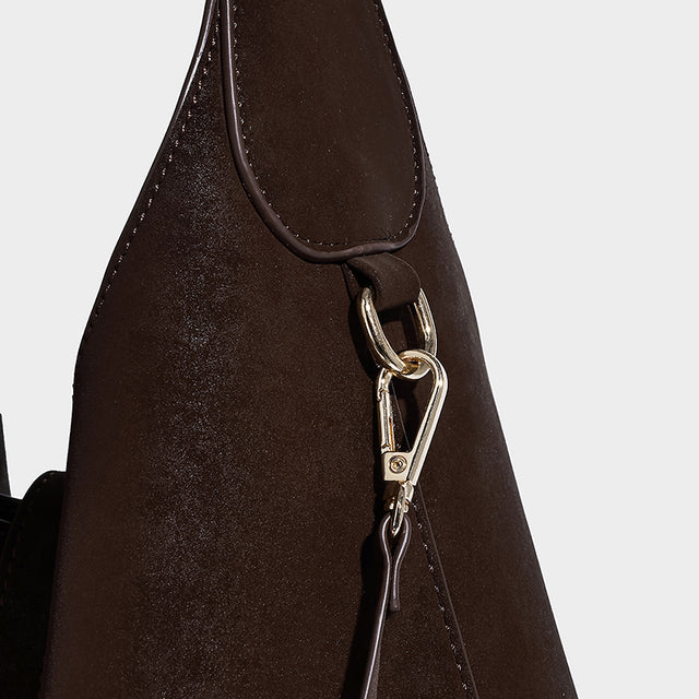 Suede Hobo Bag Chocolate