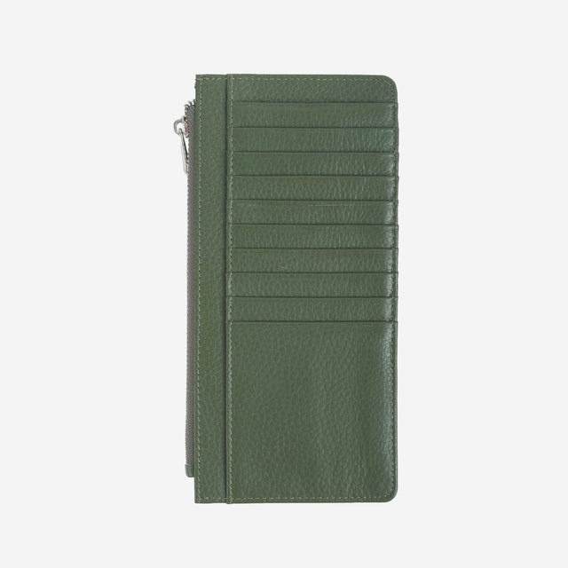 Large Zip Card Holder Khaki Green