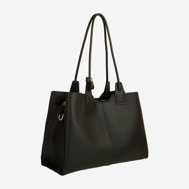 Kaia Black Structured Tote - Large
