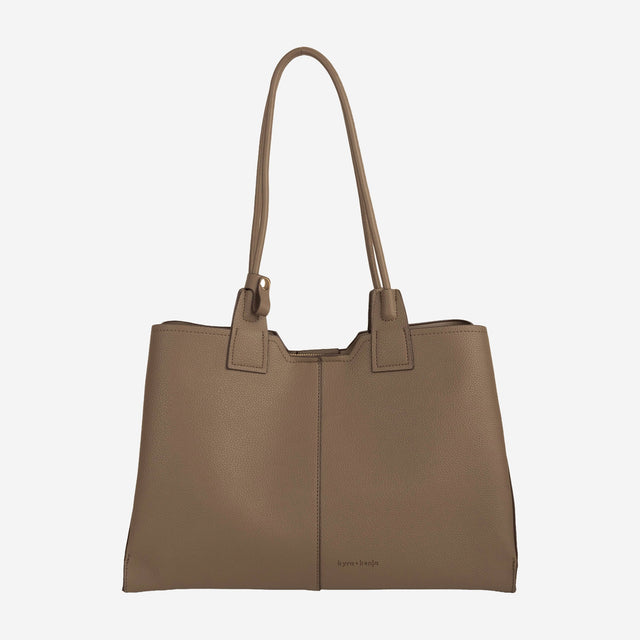 Kaia Taupe Structured Tote - Large