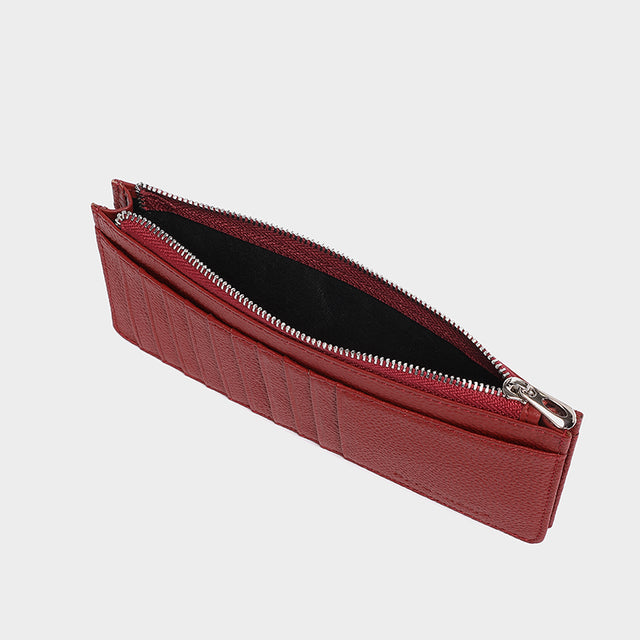 Large Zip Card Holder Burgundy