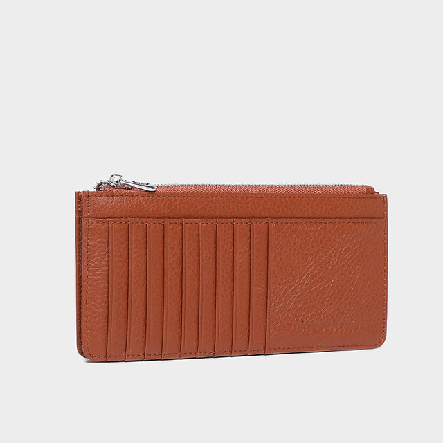 Large Zip Card Holder Brown