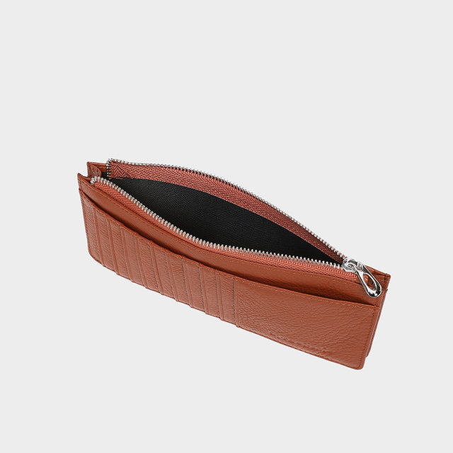 Large Zip Card Holder Brown