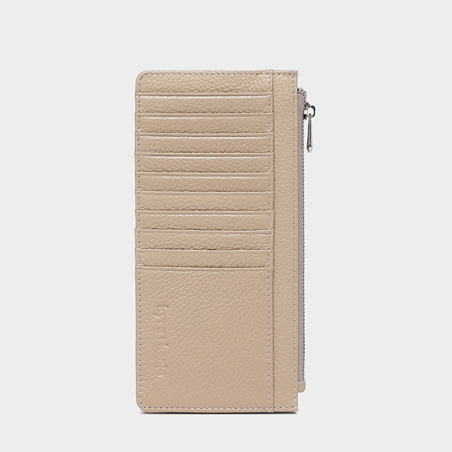 Large Zip Card Holder Beige