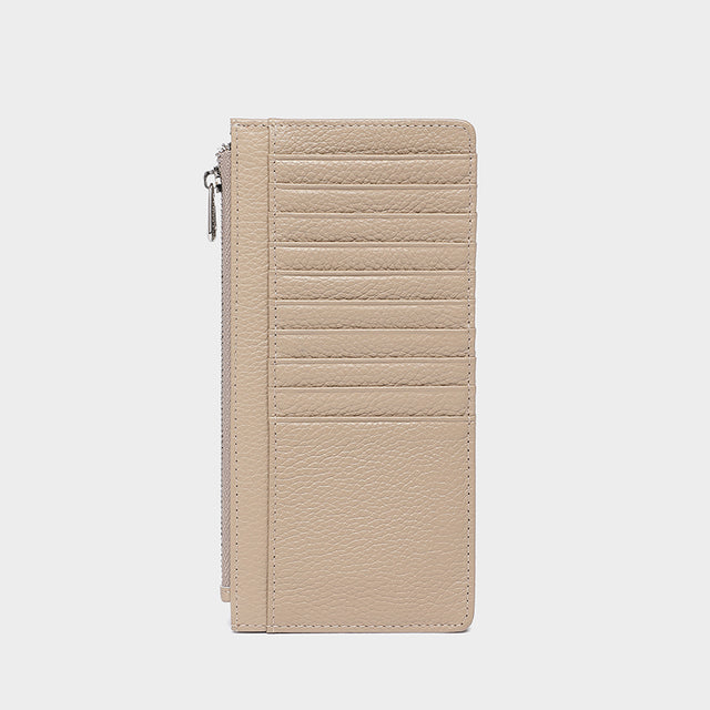 Large Zip Card Holder Beige