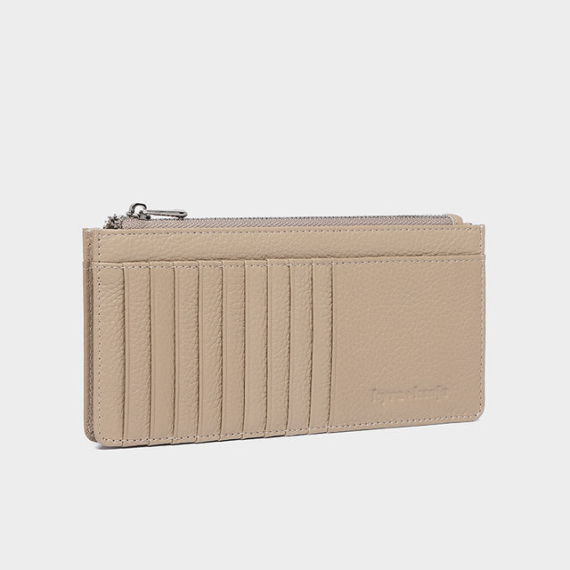 Large Zip Card Holder Beige