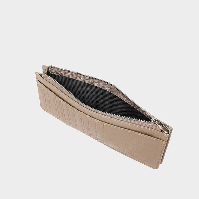 Large Zip Card Holder Beige