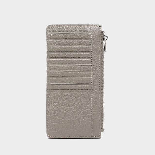 Large Zip Card Holder Taupe Grey