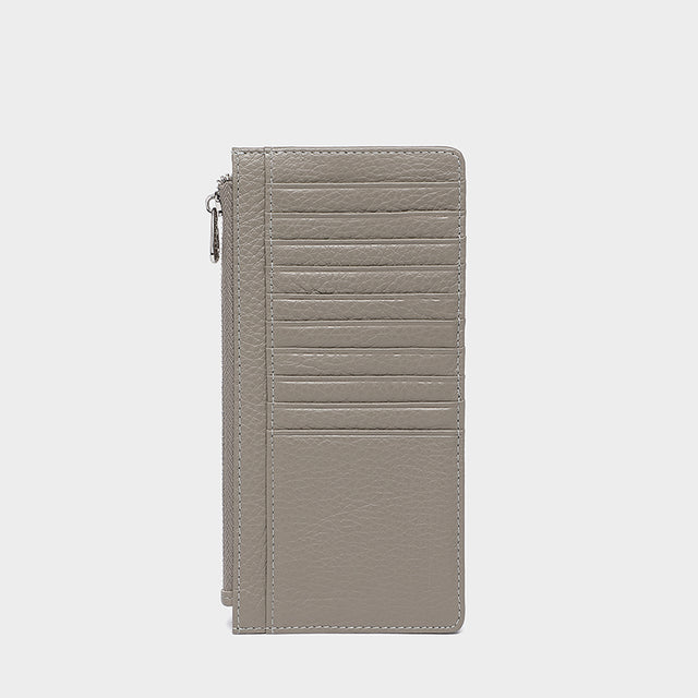 Large Zip Card Holder Taupe Grey