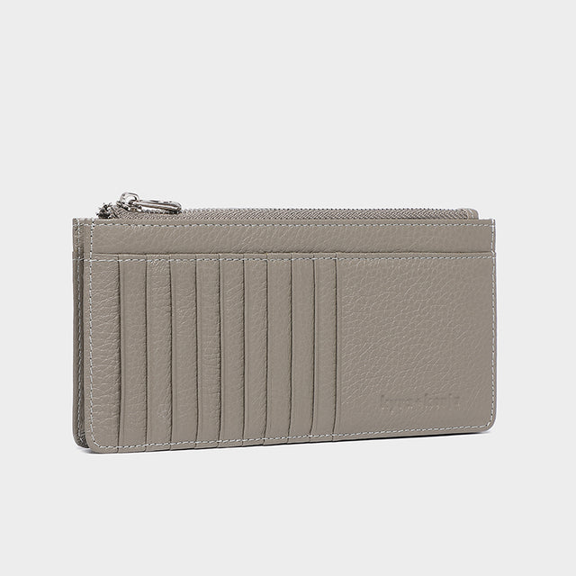 Large Zip Card Holder Taupe Grey