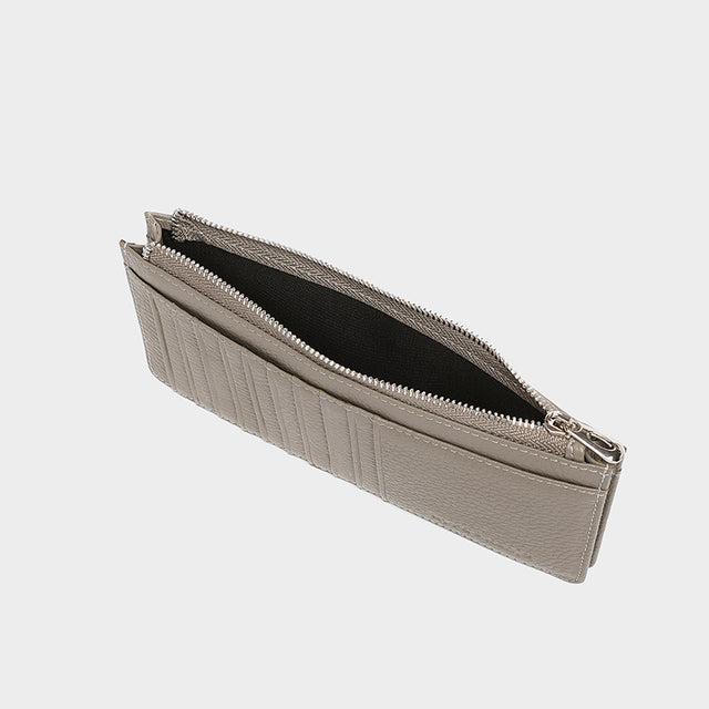 Large Zip Card Holder Taupe Grey