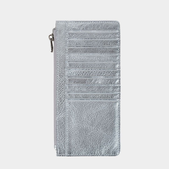 Large Zip Card Holder Silver