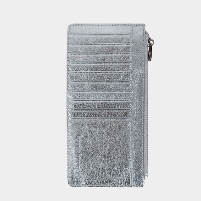 Large Zip Card Holder Silver