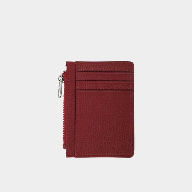 Small Zip Card Holder Burgundy