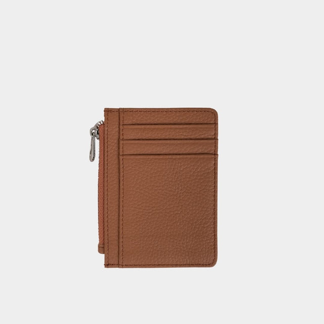 Small Zip Card Holder Brown