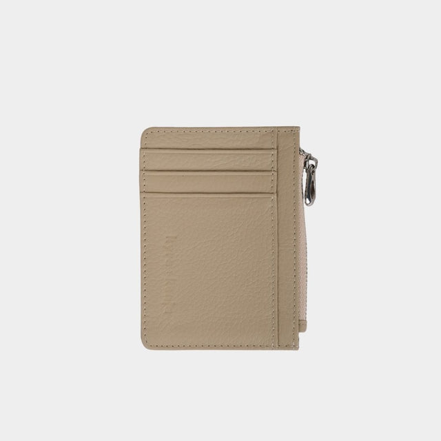 Small Zip Card Holder Beige
