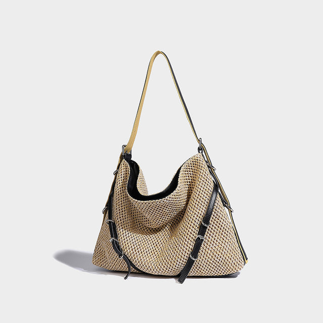 Lola Natural Raffia Black