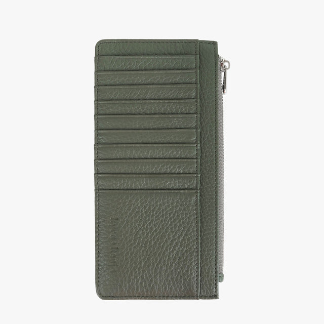 Large Zip Card Holder Olive Green