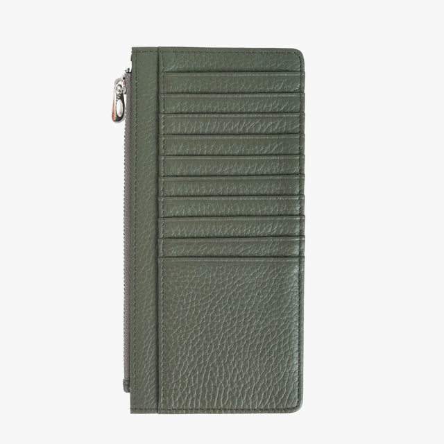 Large Zip Card Holder Olive Green