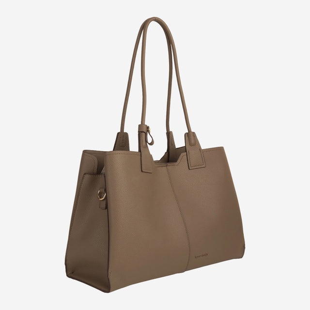Kaia Taupe Structured Tote - Large
