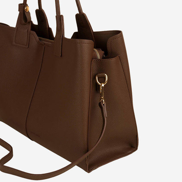 Kaia Chocolate Structured Tote - Large