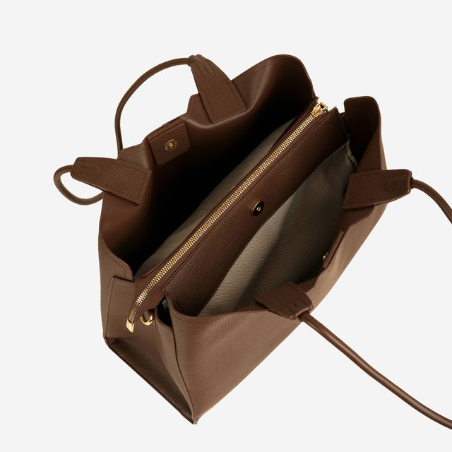 Kaia Chocolate Structured Tote - Large