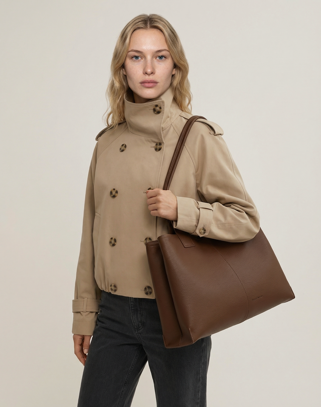 Kaia Chocolate Structured Tote - Large